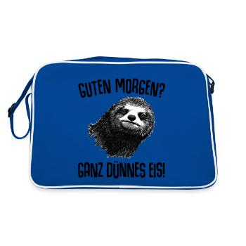 Faultier Guten Morgen Ganz Dünnes Eis - Retro Tasche - Blau/Weiß - Hinten