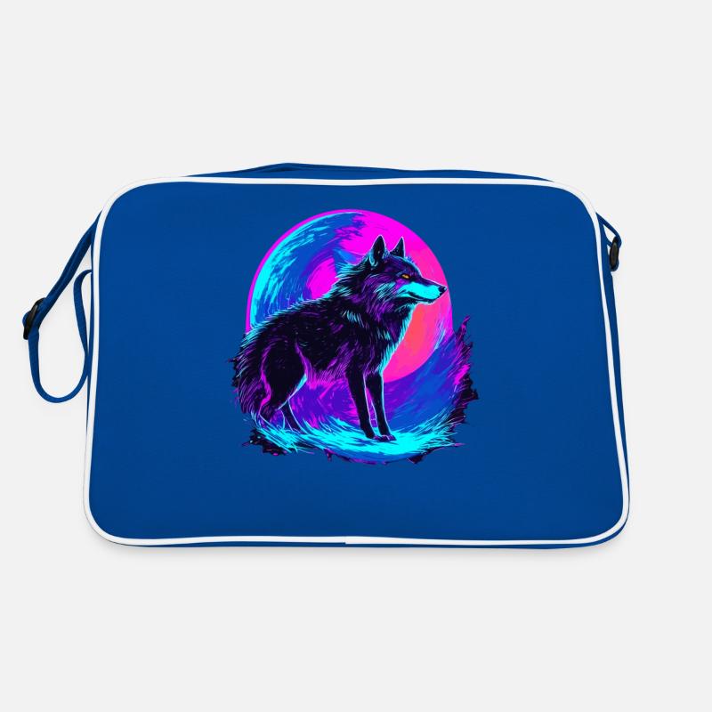 Colorful Wolf Neon Moon Synthwave Retro Tasche