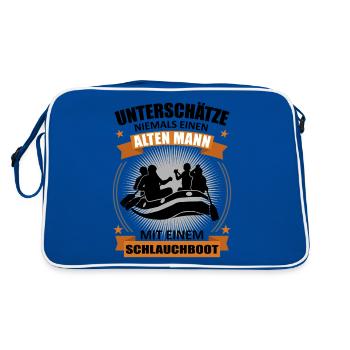 Rafting Alter Mann Spruch Wassersport Geschenk - Retro Tasche - Blau/Weiß - Hinten