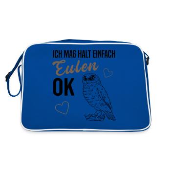 Einfache Eulenliebe Unmissverständlich - Retro Tasche - Blau/Weiß - Hinten