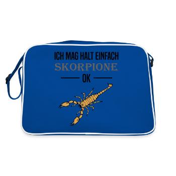 Einfache Skorpion Liebe Klartext Geschenk - Retro Tasche - Blau/Weiß - Hinten