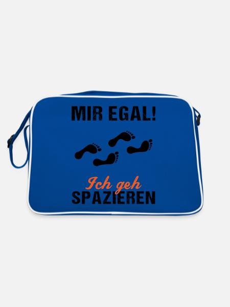 Sorglos Spaziergang Humorvolles Geschenk - Retro Tasche - Blau/Weiß - Hinten