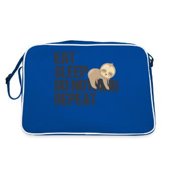 Lazy Bear Daily Routine English Humor Gift - Retro Bag - blue/white - Back