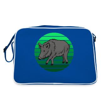 Majestic Wild Boar Forest Lover Gift - Retro Bag - blue/white - Back