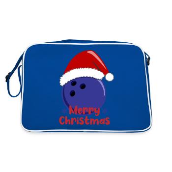 Merry Christmas Bowling Joy Blue Ball - Retro Bag - blue/white - Back