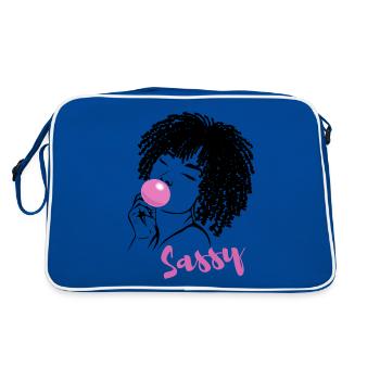Sassy Chic with Afro Charm - Retro Bag - blue/white - Back