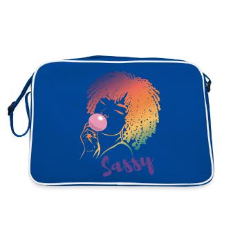 Sassy Chic with Afro Charm - Retro Bag - blue/white - Back