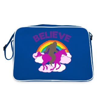 Glaube an Magie Einhorn Bigfoot Mix - Retro Tasche - Blau/Weiß - Hinten