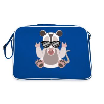 Rockendes Opossum Lebensfreude Pur - Retro Tasche - Blau/Weiß - Hinten