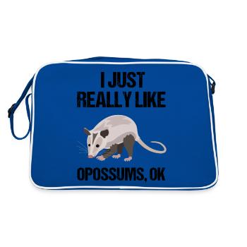 Natürlich Elegantes Opossum Highlight - Retro Tasche - Blau/Weiß - Hinten