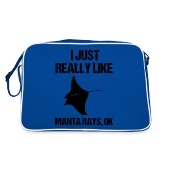 Einfach Mantarochen Liebhaber Klarheit - Retro Tasche - Blau/Weiß - Hinten