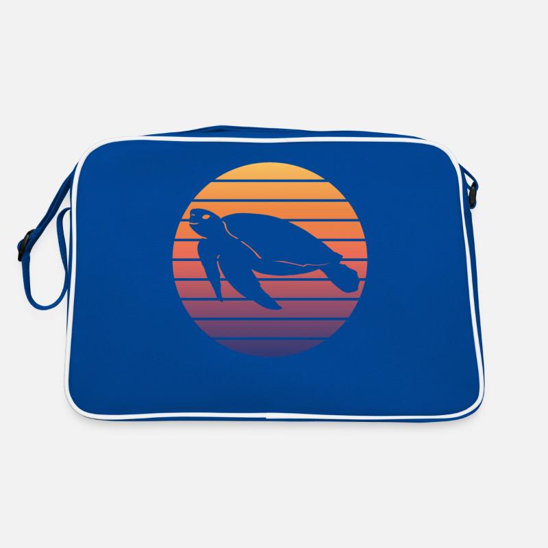 Tortue De Mer Silhouette Coucher De Soleil Sac Retro