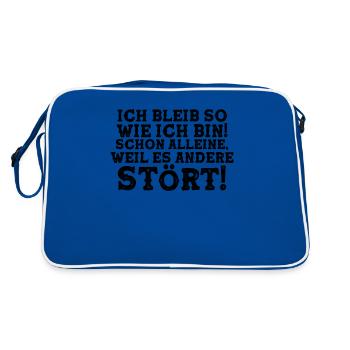 Selbstbewusster Humor - Retro Tasche - Blau/Weiß - Hinten