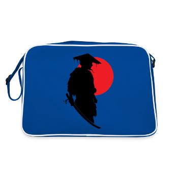 Japanese Warrior Moon Mysticism Gift - Retro Bag - blue/white - Back
