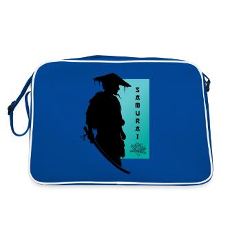 Samurai Flower Warrior Peace of Mind Art - Retro Bag - blue/white - Back
