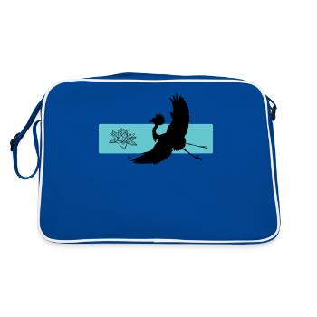 Crane & Lotus Harmony Symbolism - Retro Bag - blue/white - Back