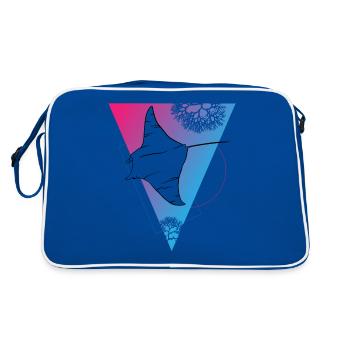 Manta Ray Dämmerungstanz - Retro Tasche - Blau/Weiß - Hinten