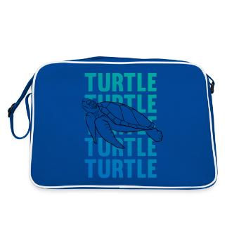 TURTLE Silhouette Word Art Gift - Retro Bag - blue/white - Back