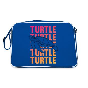 TURTLE Silhouette Word Art Gift - Retro Bag - blue/white - Back