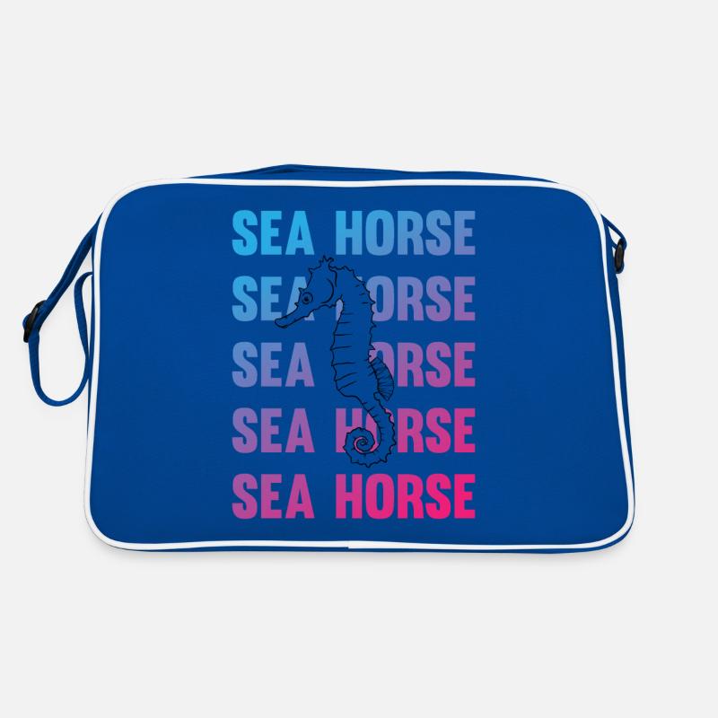Hippocampe jeu d’écriture océan amour - Sac Retro - bleu/blanc