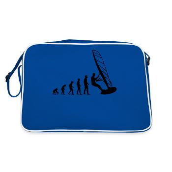 Windsurfer - Vom Affen zum Brett - Retro Tasche - Blau/Weiß - Hinten
