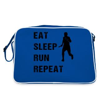 Manger Dormir Courir Répéter Coureur Devise - Sac Retro - bleu/blanc - Dos