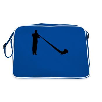 Alphornbläser Echo der Berge Melodie - Retro Tasche - Blau/Weiß - Hinten