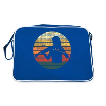 Violoniste coucher de soleil Silhouette amour - Sac Retro - bleu/blanc - Dos