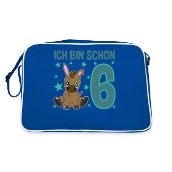Five-year-old donkey celebrates big - Retro Bag - blue/white - Back