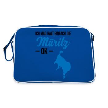 Einfach Müritz-Liebe - Ohne Wenn und Aber - Retro Tasche - Blau/Weiß - Hinten