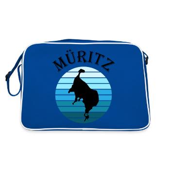 Müritzsee Kontur - Natur Pur Erleben - Retro Tasche - Blau/Weiß - Hinten