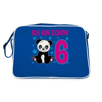 Sechs Jahre – Panda-Lächeln - Retro Tasche - Blau/Weiß - Hinten
