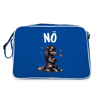 Cheval Drôle Dicton Non pour les amoureux des chevaux - Sac Retro - bleu/blanc - Dos