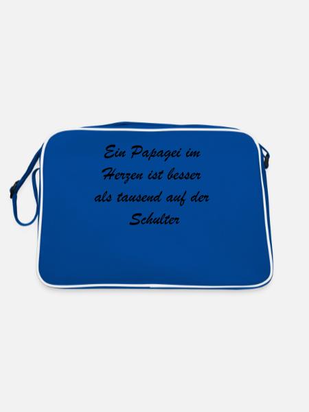 Geschenk für Tierfreunde - Retro Tasche - Blau/Weiß