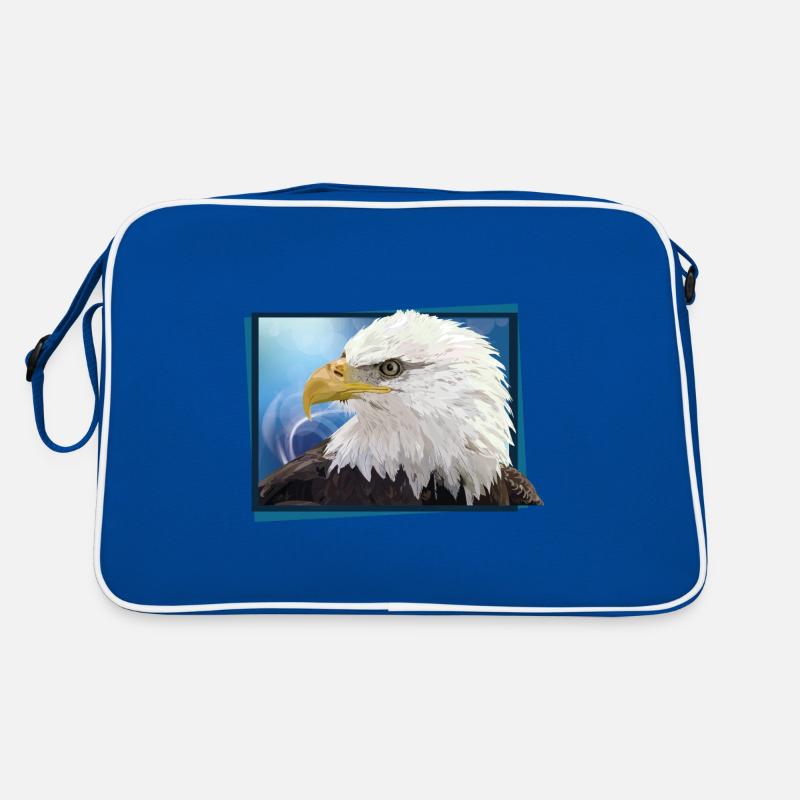 Weißkopfseeadler - Retro Tasche - Blau/Weiß