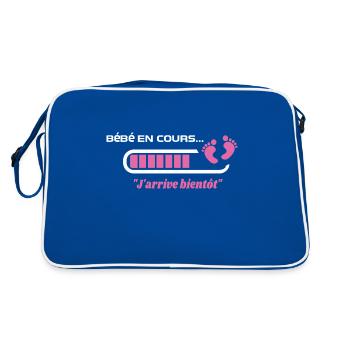 Bébé en cours de téléchargement annoncer grossesse - Sac Retro - bleu/blanc - Dos