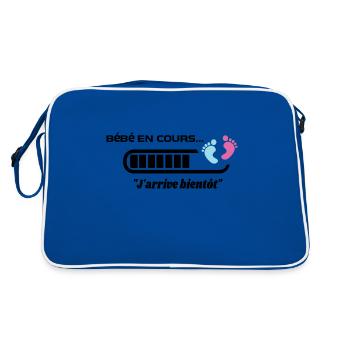Bébé en cours de téléchargement annoncer grossesse - Sac Retro - bleu/blanc - Dos