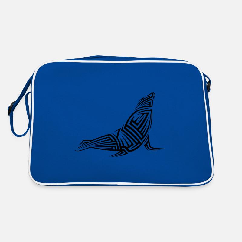 Robbe Tribal Tattoo - Retro Tasche - Blau/Weiß