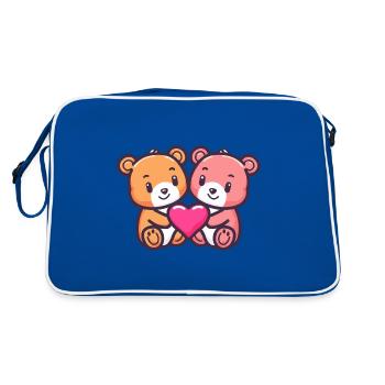 Ours Couple Amoureux Animal Saint Valentin - Sac Retro - bleu/blanc - Dos