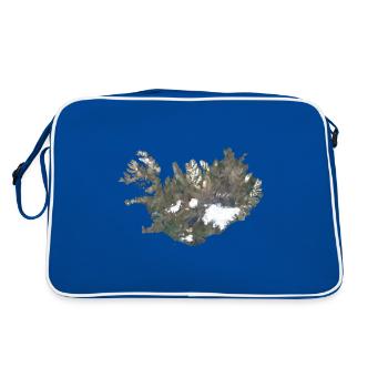 Island Karte Low Poly Stil - Retro Tasche - Blau/Weiß - Hinten