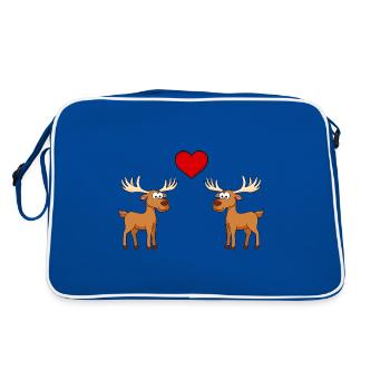 Elch Comic Paar Liebe - Retro Tasche - Blau/Weiß - Hinten