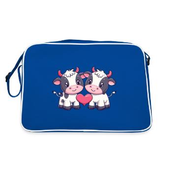 Vache Couple Amoureux Animal Saint Valentin - Sac Retro - bleu/blanc - Dos