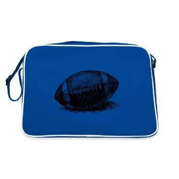 American Football gezeichnet - Retro Tasche - Blau/Weiß - Hinten