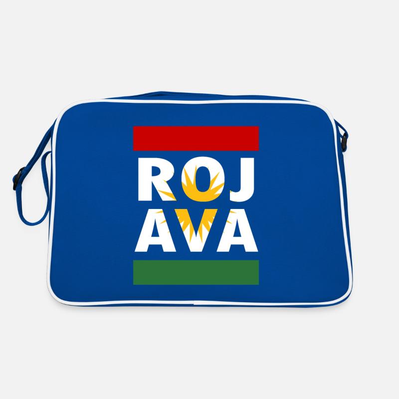 Rojava Kurdistan. free Rojava. Defend Kurdistan - Retro Tasche - Blau/Weiß