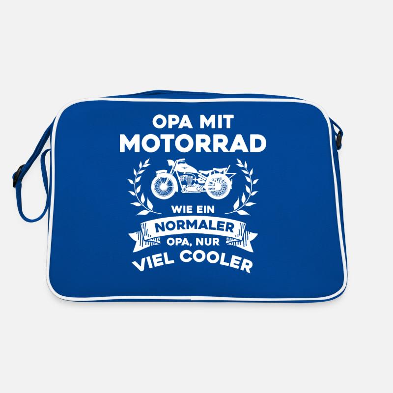 Opa mit Motorrad- nur cooler - Retro Tasche - Blau/Weiß
