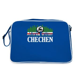 Tchétchénie, racines tchétchènes, drapeau tchétchène - Sac Retro - bleu/blanc - Dos