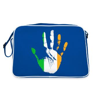 Ireland Flag, Irish Hand, Irish Power, Cool Irish - Retro Bag - blue/white - Back