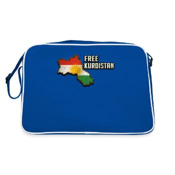 Free Kudistan, Kurdish Flag, Kurdistan Map - Retro Bag - blue/white - Back