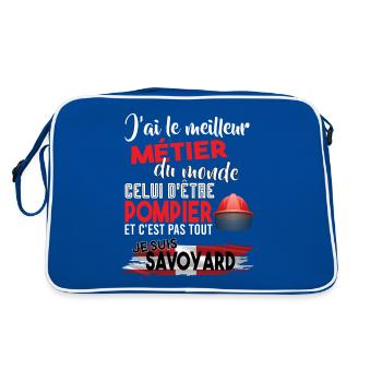 Meilleur métier du monde pompier et savoyard - Sac Retro - bleu/blanc - Dos