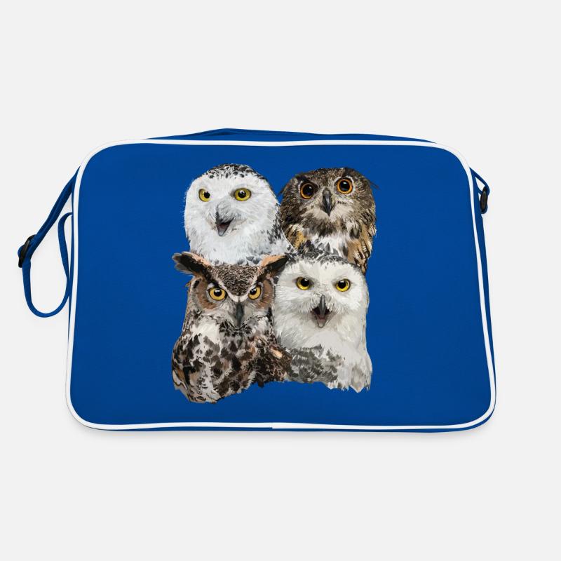 Eulen - Retro Tasche - Blau/Weiß